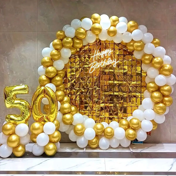 White & Golden 50th Birthday Decoration