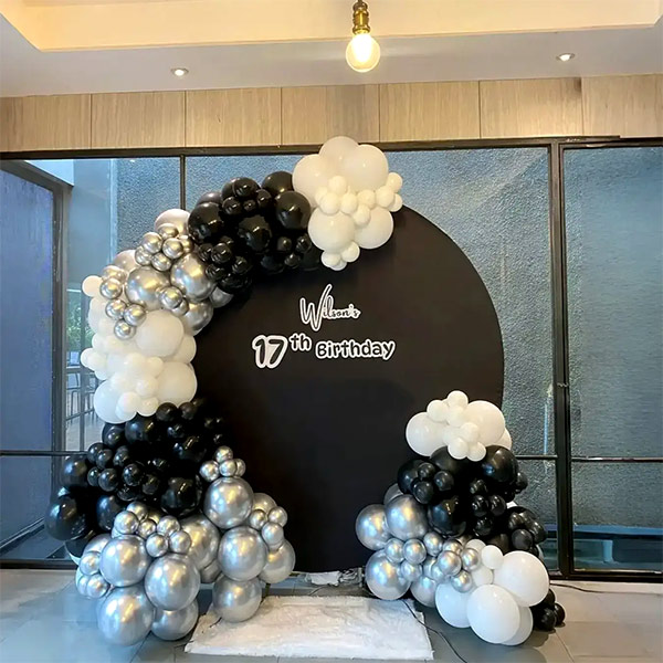 Customized Black & White Birthday Decor Backdrop