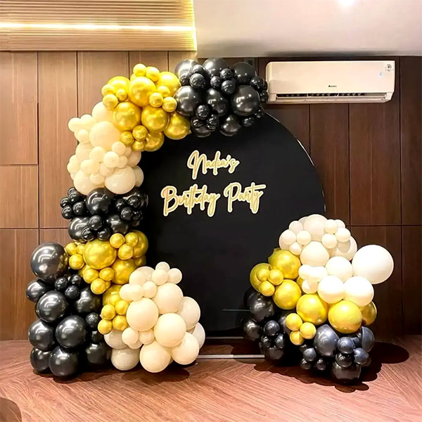 Premium Black & Gold Birthday Balloon Arch Backdrop