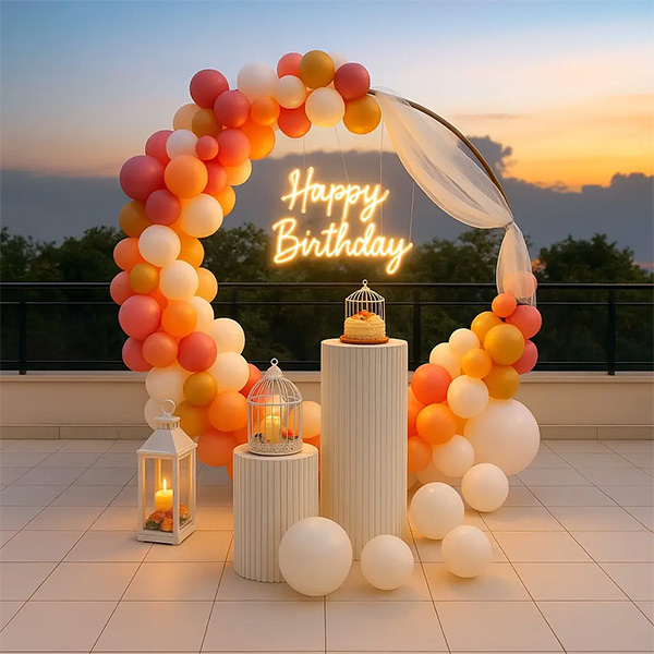 Premium White & Pink Balloon Decoration Setup