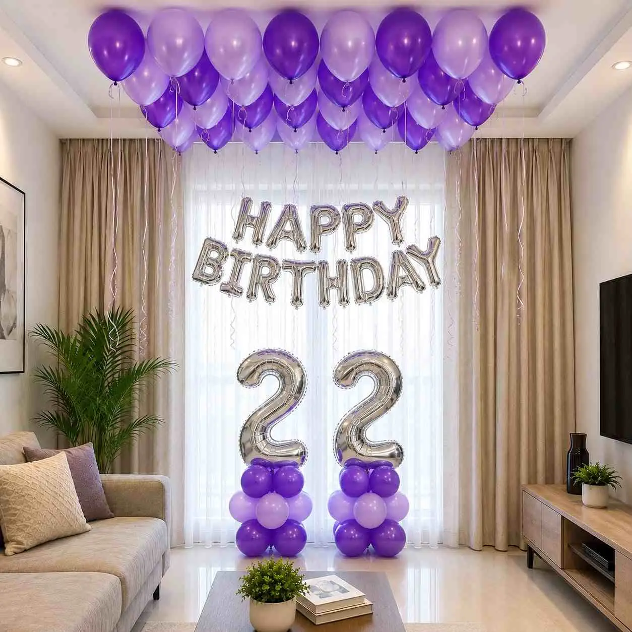 Purple Theme Happy Birthday Decor