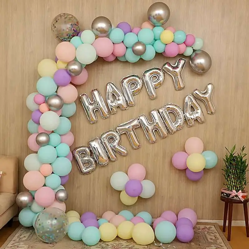 Simple Balloon Arch Happy Birthday Decoration