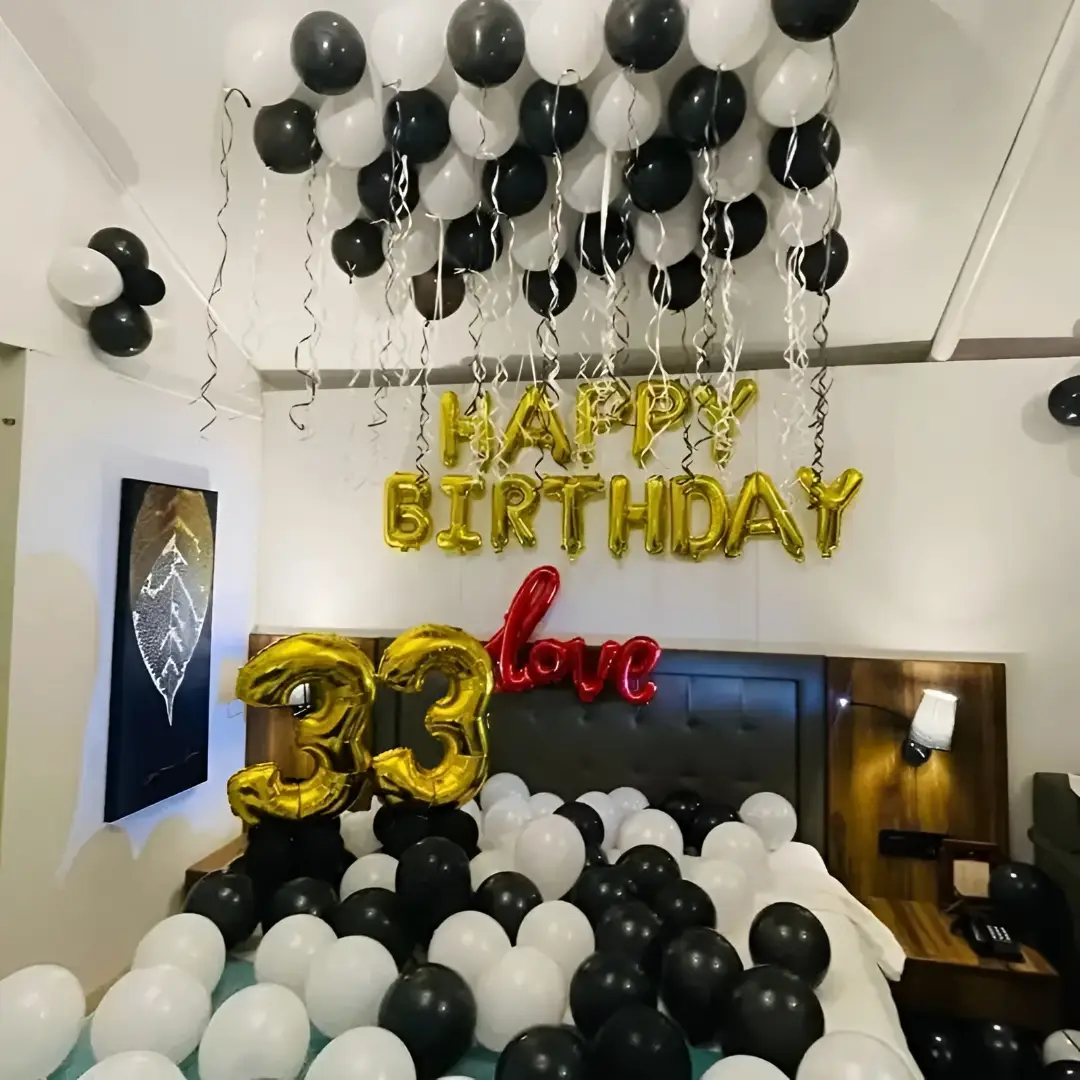 Black and White Happy Birthday Room Decoration