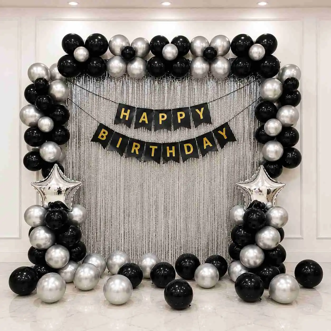 Black & Silver Birthday Balloon Decoration