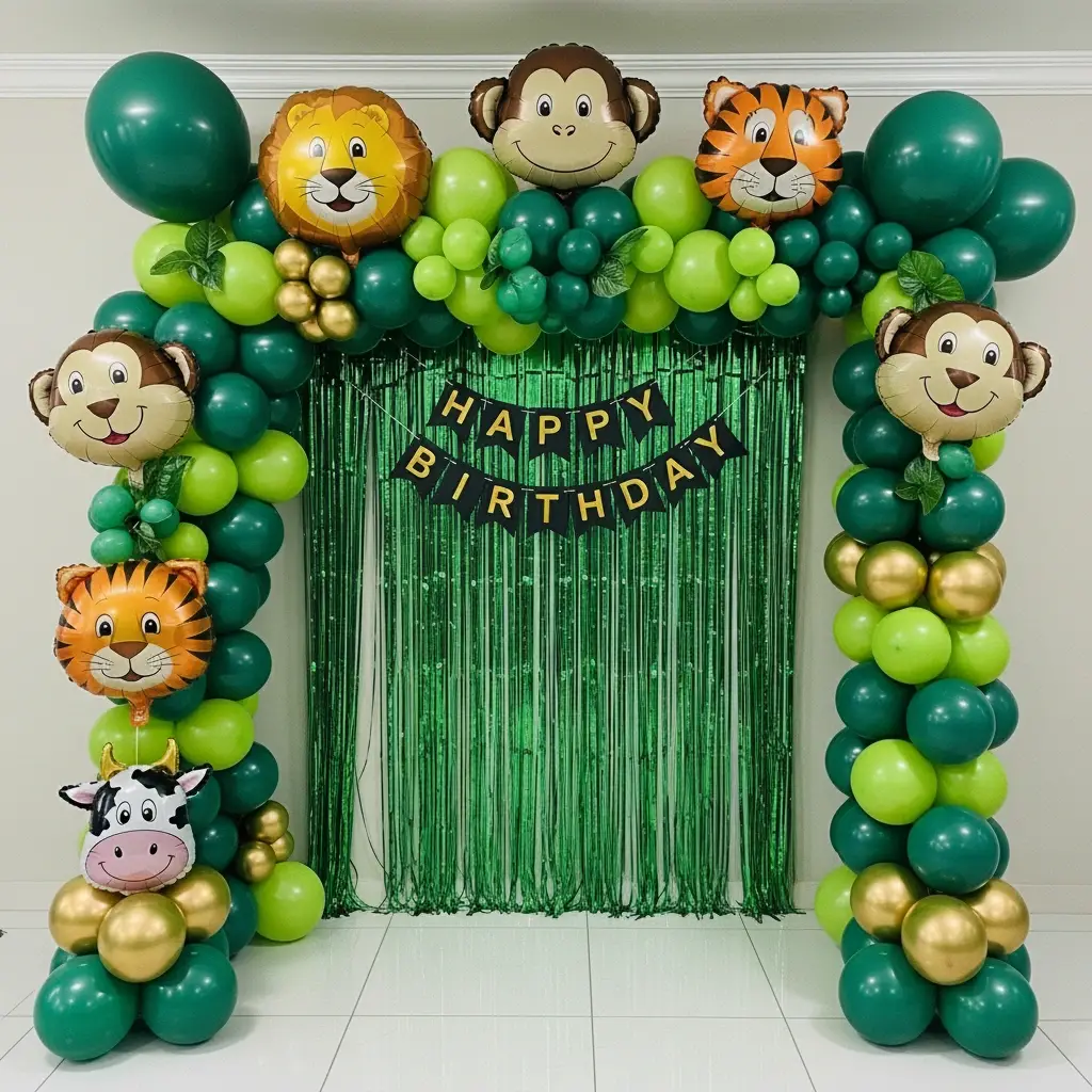 Green Safari Animals Theme Birthday Decor