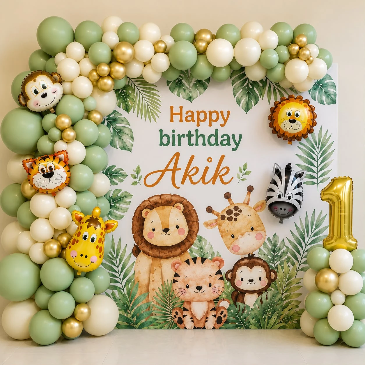 Safari Jungle 1st Birthday Balloon Decoration Theme