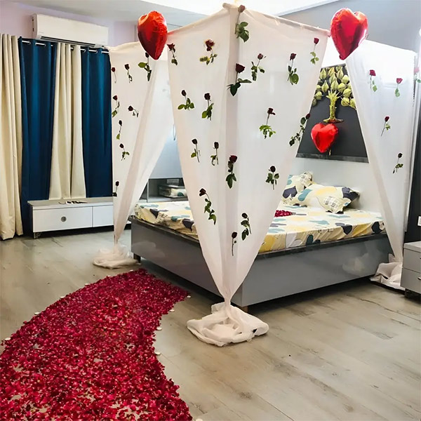 Premium Room Decoration with Rose Petal