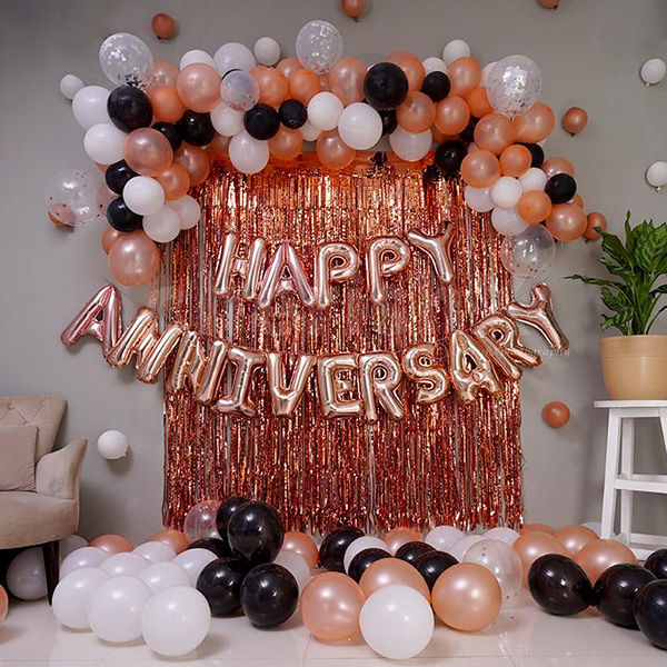 Happy Anniversary Rose Gold Balloon Decoration