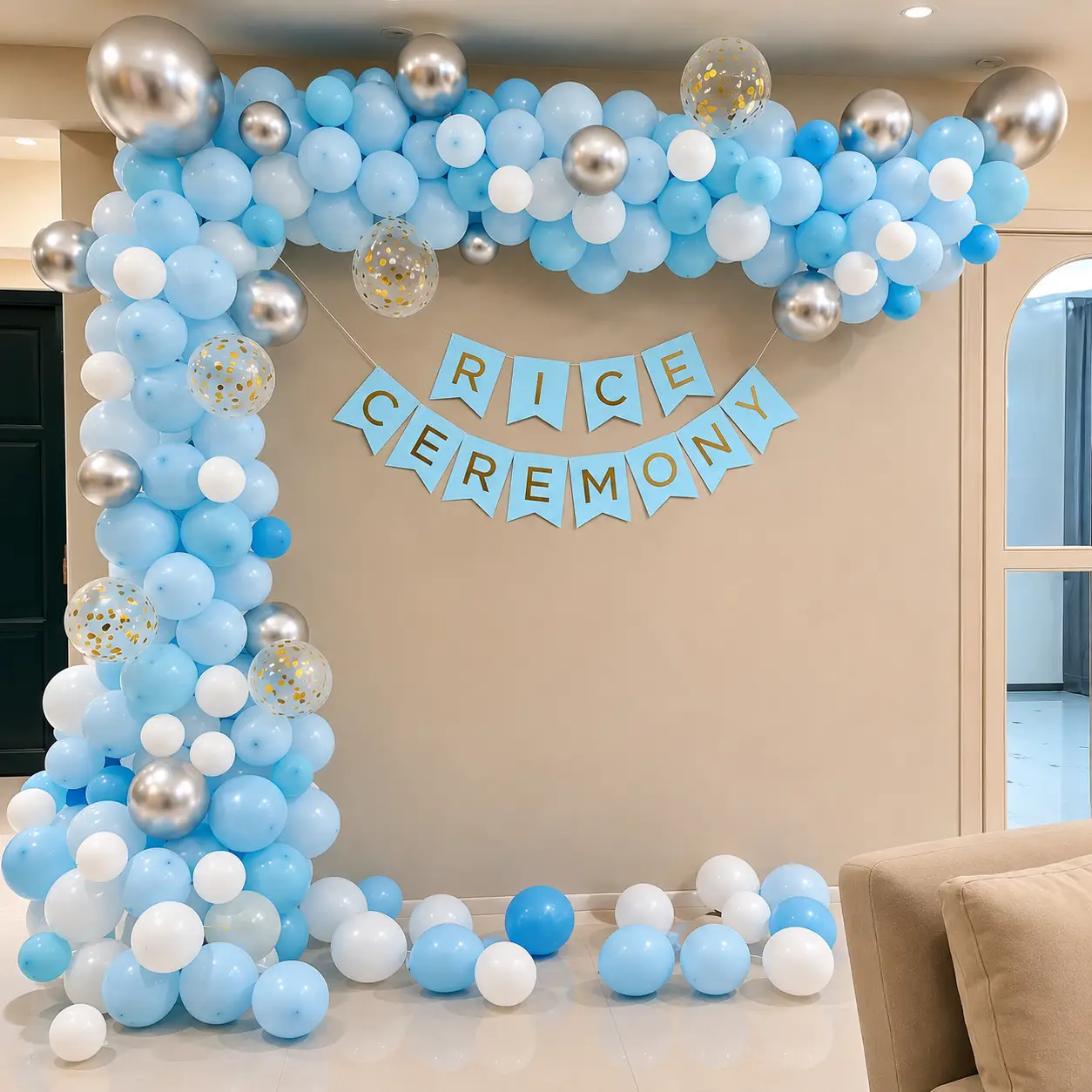 Elegant Annaprashan Balloon Arch Decor